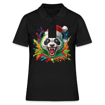 16 Zombie Panda Bear Père Noël Gouttes de couleur - Polo Femme - noir - Devant - Ailine (174cm)