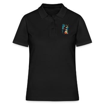 Cheval hilarant grande bouche eau éclaboussures - Polo Femme - noir - Devant - Ailine (174cm)