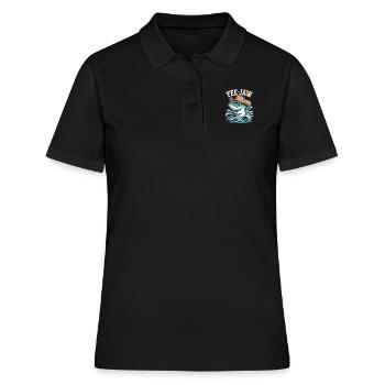 Yee Jaw Funny Cowboy Shark - Women's Polo Shirt - black - Front - Ailine (174cm)