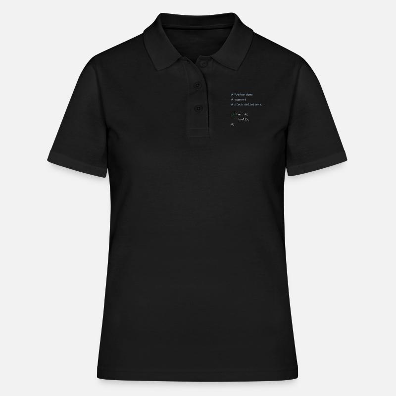 Python code | block delimiters | programmer humor - Frauen Polo Shirt - Schwarz