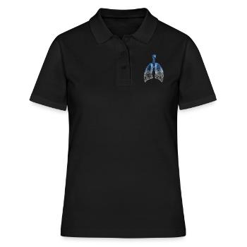 Smoker lung - Smoke stop now! - Polo Femme - noir - Devant - Ailine (174cm)