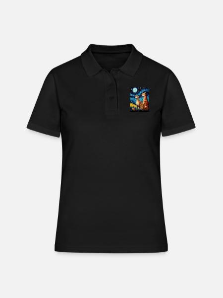 Guépard, Van Gogh, Nuit Étoilée, Animal - Polo Femme - noir
