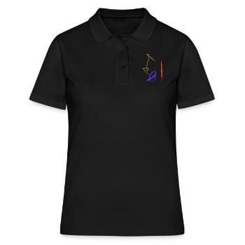 Abstraction sud-anérienne en jaune, rouge, bleu - Polo Femme - noir - Devant - Ailine (174cm)