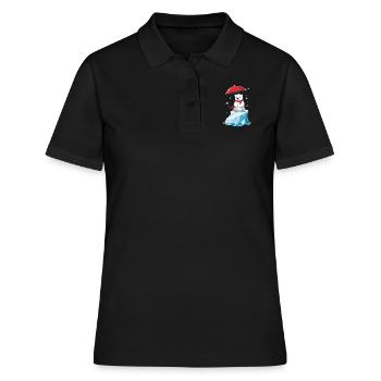 ours polaire, glace et parasol - Polo Femme - noir - Devant - Ailine (174cm)