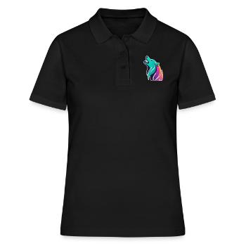 loup stylisé coloré - Polo Femme - noir - Devant - Ailine (174cm)