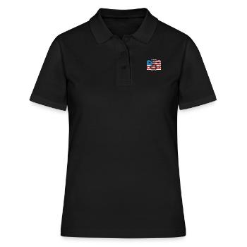 Kamera Usa-flagge - Frauen Polo Shirt - Schwarz - Vorne - Ailine (174cm)