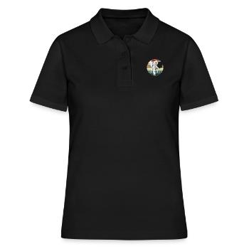 Elefant in Retro Vintage - Frauen Polo Shirt - Schwarz - Vorne - Ailine (174cm)