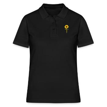 Sonnenblume, Jesus, Christ, Glaube, Kreuz, Liebe - Frauen Polo Shirt - Schwarz - Vorne - Ailine (174cm)