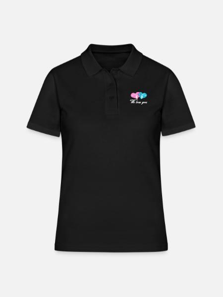 fête de grossesse bébé enceinte bleu rose - Polo Femme - noir