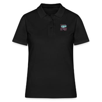 Nur Frauen aus Stahl fahren Autos aus Pappe Trabi - Frauen Polo Shirt - Schwarz - Vorne - Ailine (174cm)