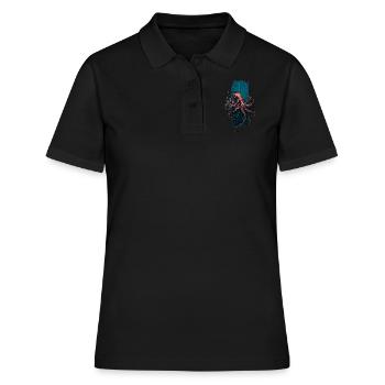 Crimson Depths: Red Octopus - Women's Polo Shirt - black - Front - Ailine (174cm)