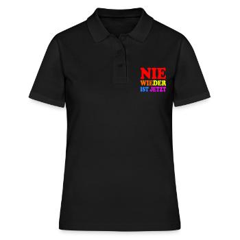 Nie wieder ist jetzt - Frauen Polo Shirt - Schwarz - Vorne - Ailine (174cm)