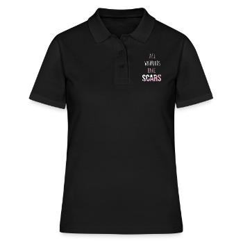 Boucle du cancer du sein - Polo Femme - noir - Devant - Ailine (174cm)