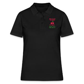 When life gives you cherries lustiger Spruch - Frauen Polo Shirt - Schwarz - Vorne - Ailine (174cm)