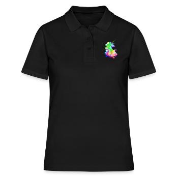Einhorn Fabeltier Mädchen Einhörner Unicorn - Frauen Polo Shirt - Schwarz - Vorne - Ailine (174cm)