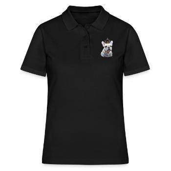 Tête de bouledogue français sur chemise et accès - Polo Femme - noir - Devant - Ailine (174cm)