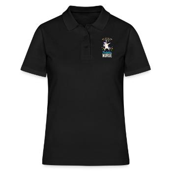 Kinderkrankenschwester Einhorn Geschenk - Frauen Polo Shirt - Schwarz - Vorne - Ailine (174cm)