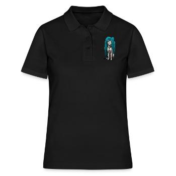 Bastet, gardien des félins : la grâce divine - Polo Femme - noir - Devant - Ailine (174cm)