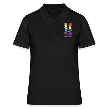 Pride Progress Flagge Bären für Gleichberechtigung - Frauen Polo Shirt - Schwarz - Vorne - Ailine (174cm)