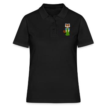 Roter Panda als Renaissance-Frau verkleidet - Frauen Polo Shirt - Schwarz - Vorne - Ailine (174cm)