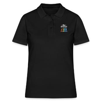Langue des signes ASL sourd - Polo Femme - noir - Devant - Ailine (174cm)