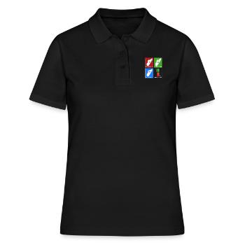 Madagascar Stimmungslevel Glücklich bis Ohne Sprit - Frauen Polo Shirt - Schwarz - Vorne - Ailine (174cm)