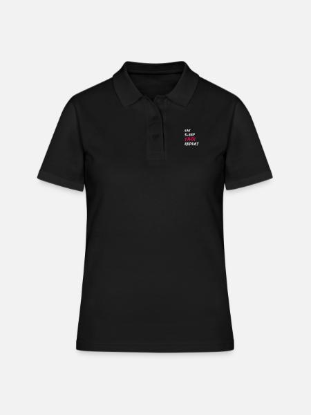 Eat Sleep Yaoi Repeat - Frauen Polo Shirt - Schwarz