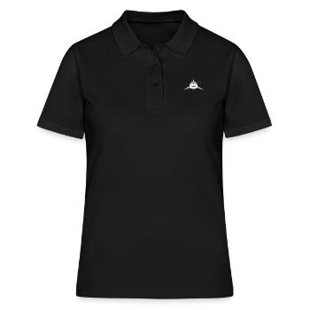 Abstract Polygonal White Shark Teeths Retro Shark - Frauen Polo Shirt - Schwarz - Vorne - Ailine (174cm)
