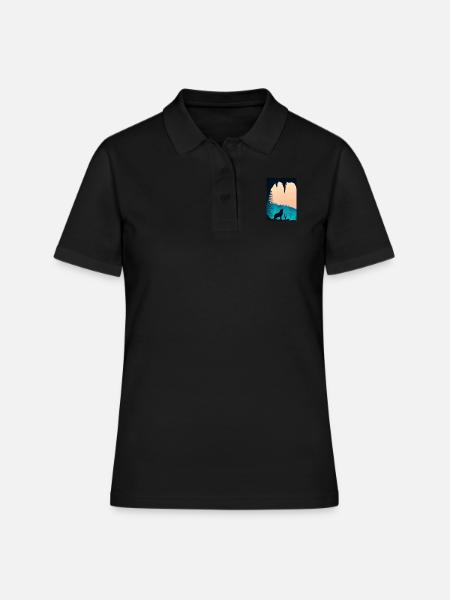 Wolf bei Nacht - Frauen Polo Shirt - Schwarz