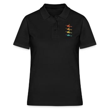 Hubschrauber Retro Geschenk - Frauen Polo Shirt - Schwarz - Vorne - Ailine (174cm)