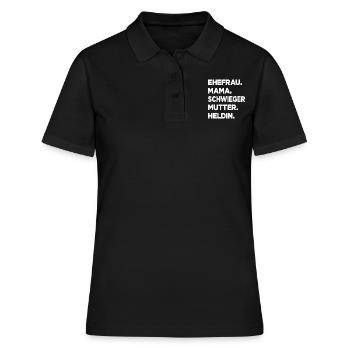 Schwiegermutter Ehefrau Mama Heldin Schwiegermama - Frauen Polo Shirt - Schwarz - Vorne - Ailine (174cm)