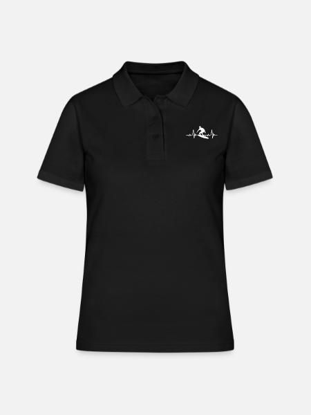 Surf, Hommes, Rythme cardiaque, Sports, ECG, Surf - Polo Femme - noir