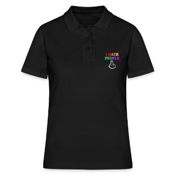 I hate people - Frauen Polo Shirt - Schwarz - Vorne - Ailine (174cm)