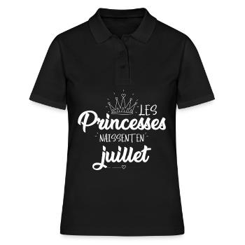 les princesses naissent en juillet anniversaire - Polo Femme - noir - Devant - Ailine (174cm)