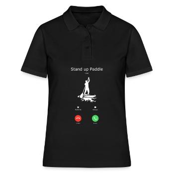 Stand up Paddling | SUP | stand up paddle - Frauen Polo Shirt - Schwarz - Vorne - Ailine (174cm)
