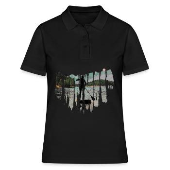 Stand up Paddling | SUP | stand up paddle - Frauen Polo Shirt - Schwarz - Vorne - Ailine (174cm)