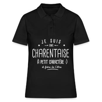 charentaise à petit caractère Cadeau Charentes - Polo Femme - noir - Devant - Ailine (174cm)