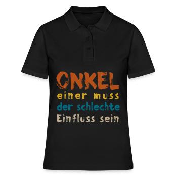 Onkel - Frauen Polo Shirt - Schwarz - Vorne - Ailine (174cm)