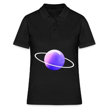 Weltall Universum Orbit Astronaut Planet space - Frauen Polo Shirt - Schwarz - Vorne - Ailine (174cm)