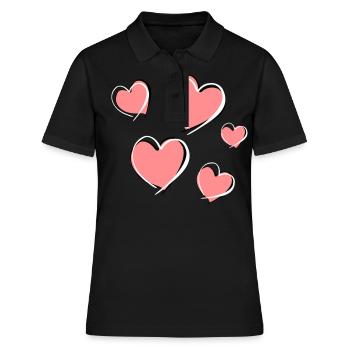 cinq cœurs - symbole d’amour - Polo Femme - noir - Devant - Ailine (174cm)