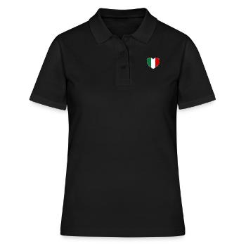 Italien Flagge Herz breit - Frauen Polo Shirt - Schwarz - Vorne - Ailine (174cm)