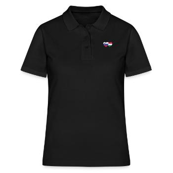 Slowenien Ungarn Flagge Herz - Frauen Polo Shirt - Schwarz - Vorne - Ailine (174cm)