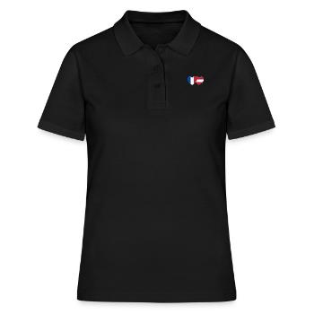 France Autriche Drapeau Cœur - Polo Femme - noir - Devant - Ailine (174cm)