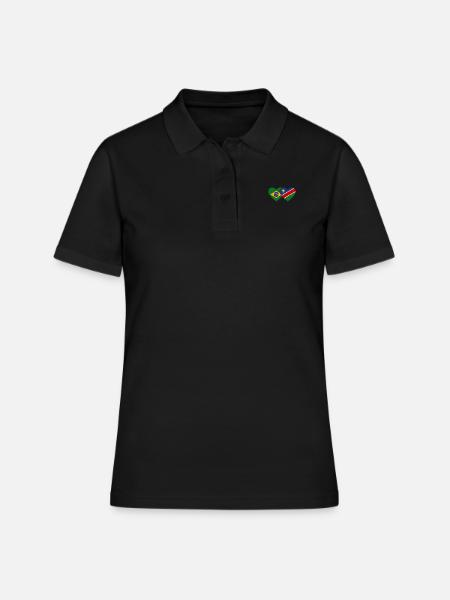 Brésil Namibie Flag Heart - Polo Femme - noir