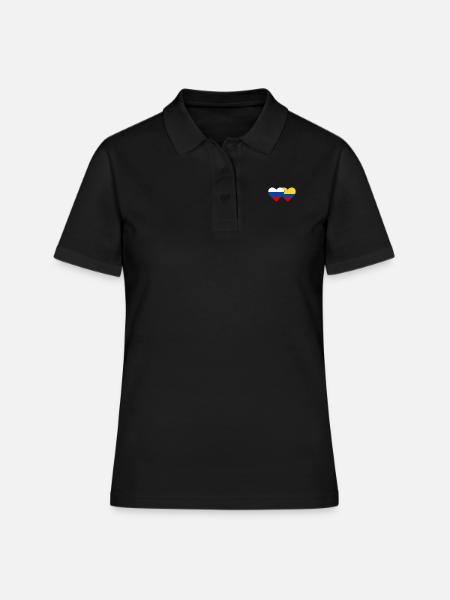 Russie Colombie Drapeau Coeur - Polo Femme - noir
