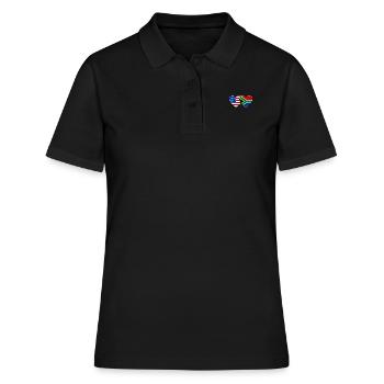 États-Unis, Afrique du Sud, drapeau, forme de coeur - Polo Femme - noir - Devant - Ailine (174cm)
