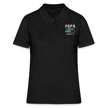 Papa 2024 Chargement Cadeau Futur Père - Polo Femme - noir - Devant - Ailine (174cm)