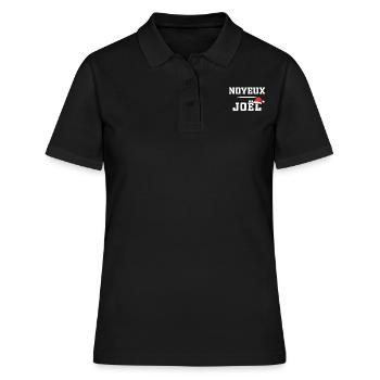 Humour Joël, Noyeux Joël Cadeau Joyeux Noël - Polo Femme - noir - Devant - Ailine (174cm)