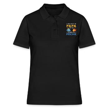 Papa Pêche Pêcheur Bébé Nourrisson Naissance - Polo Femme - noir - Devant - Ailine (174cm)