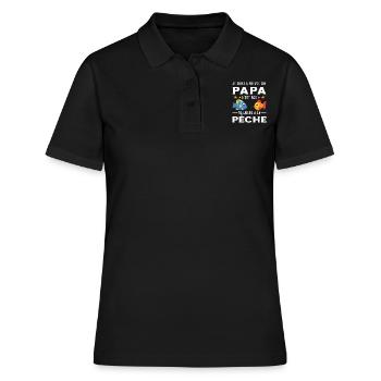 Papa Pêche Pêcheur Bébé Nourrisson Naissance - Polo Femme - noir - Devant - Ailine (174cm)